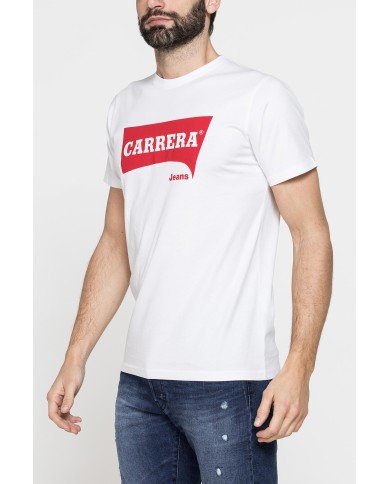 T-SHIRT GIROCOLLO IN COTONE CON STAMPA LOGO CARRERA