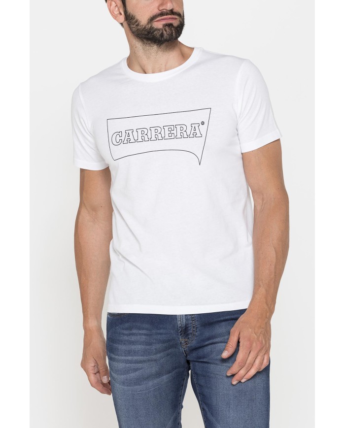 T-SHIRT GIROCOLLO IN COTONE CON STAMPA LOGO CARRERA