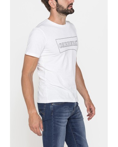 T-SHIRT GIROCOLLO IN COTONE CON STAMPA LOGO CARRERA