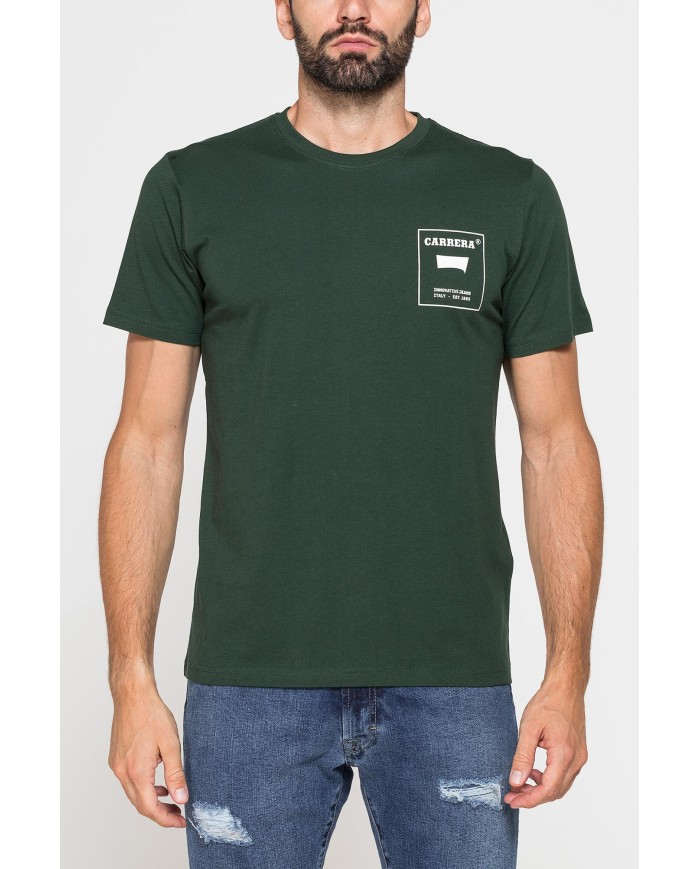 T-SHIRT GIROCOLLO IN COTONE CON STAMPA LOGO CARRERA