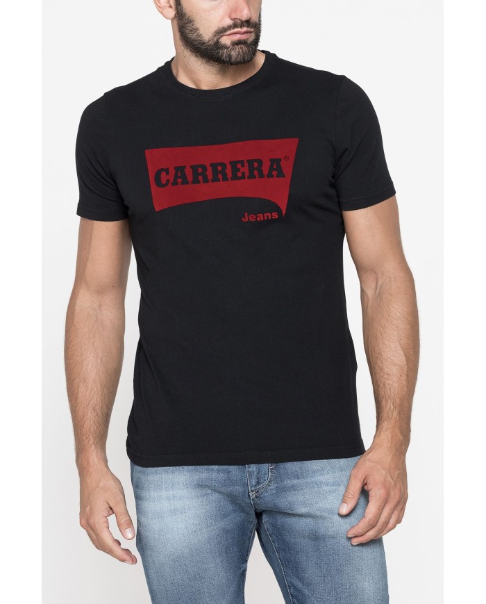 T-SHIRT GIROCOLLO IN COTONE CON STAMPA LOGO CARRERA