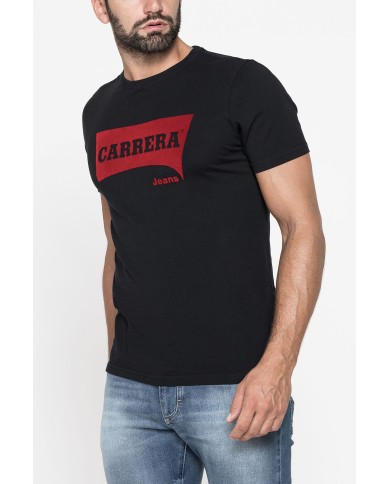 T-SHIRT GIROCOLLO IN COTONE CON STAMPA LOGO CARRERA