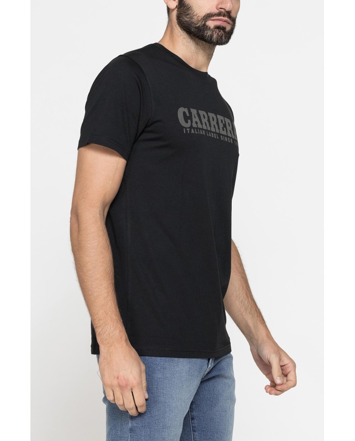 T-SHIRT GIROCOLLO IN COTONE CON STAMPA LOGO CARRERA