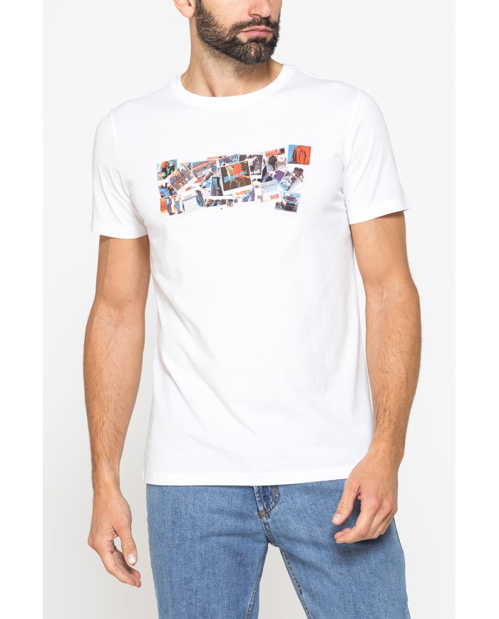 T-SHIRT GIROCOLLO IN COTONE CON STAMPA LOGO CARRERA