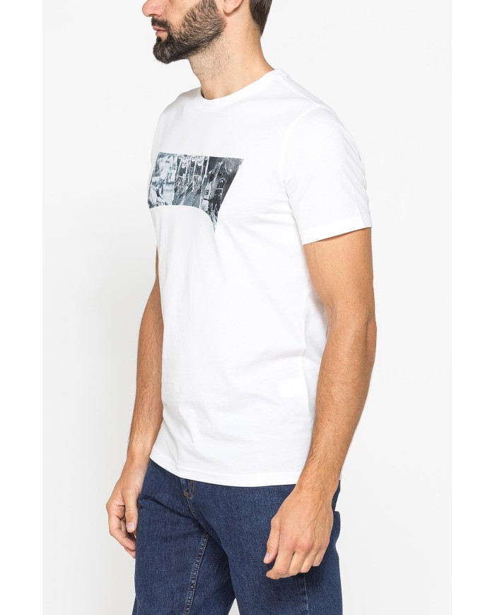 T-SHIRT GIROCOLLO IN COTONE CON STAMPA LOGO CARRERA