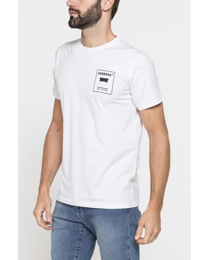 T-SHIRT GIROCOLLO IN COTONE CON STAMPA LOGO CARRERA
