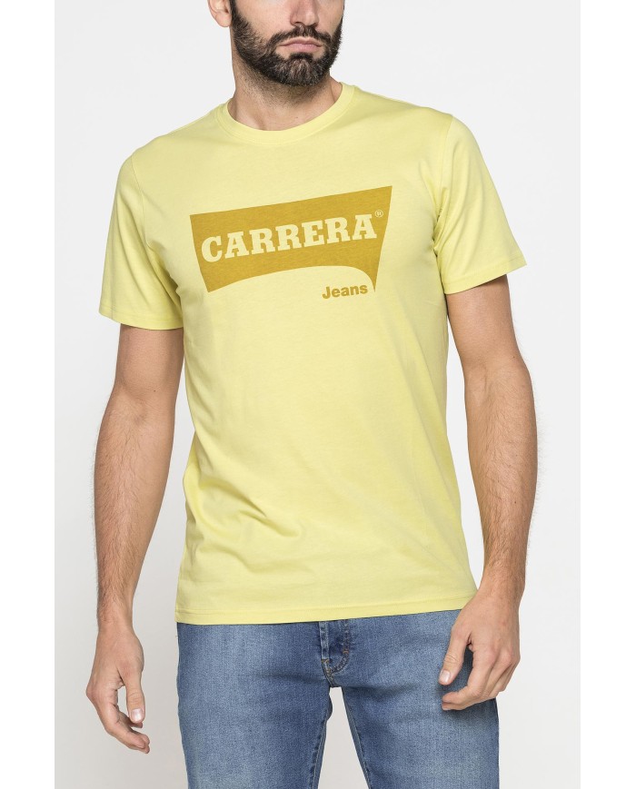T-SHIRT GIROCOLLO IN COTONE CON STAMPA LOGO CARRERA