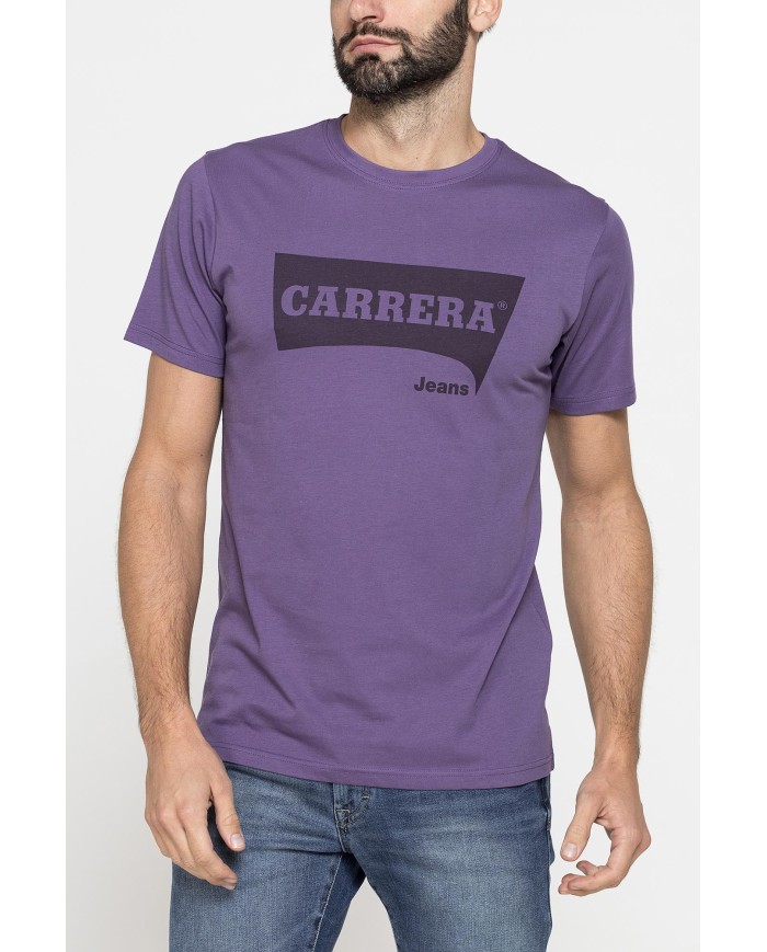 T-SHIRT GIROCOLLO IN COTONE CON STAMPA LOGO CARRERA