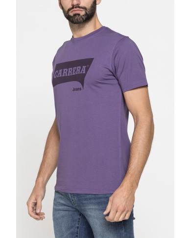 T-SHIRT GIROCOLLO IN COTONE CON STAMPA LOGO CARRERA