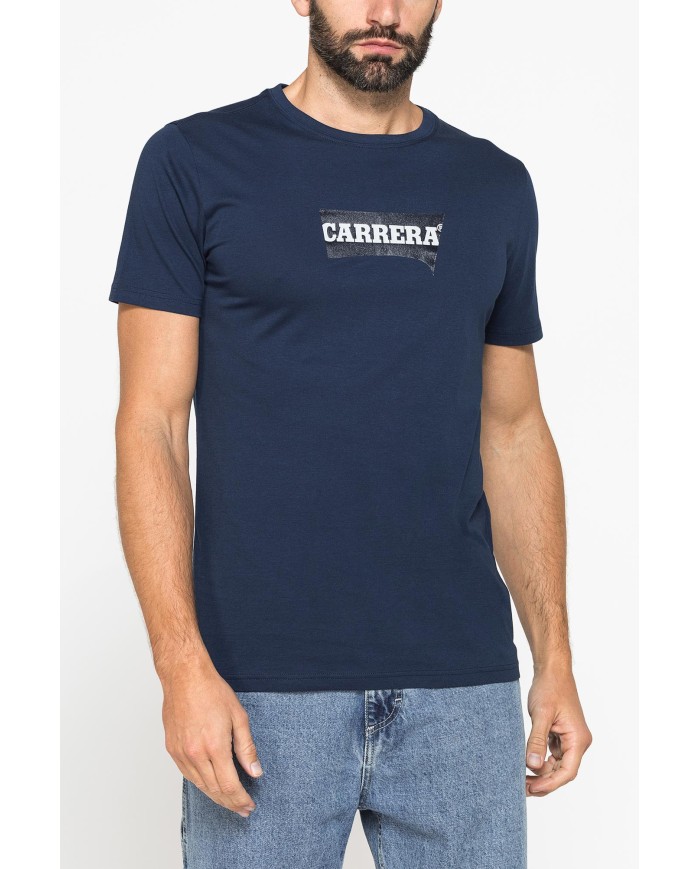 T-SHIRT GIROCOLLO IN COTONE CON STAMPA LOGO CARRERA