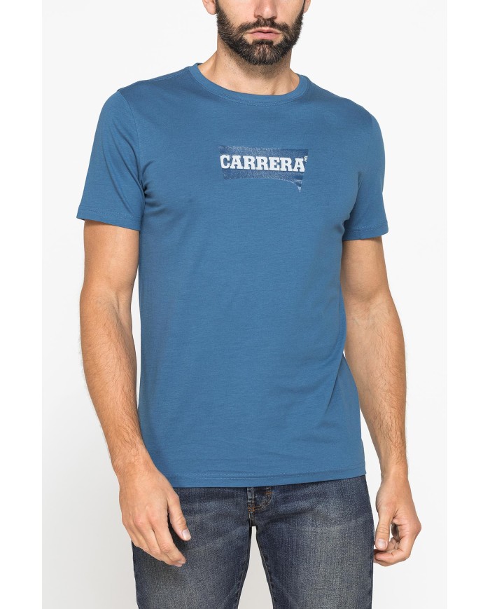 T-SHIRT GIROCOLLO IN COTONE CON STAMPA LOGO CARRERA