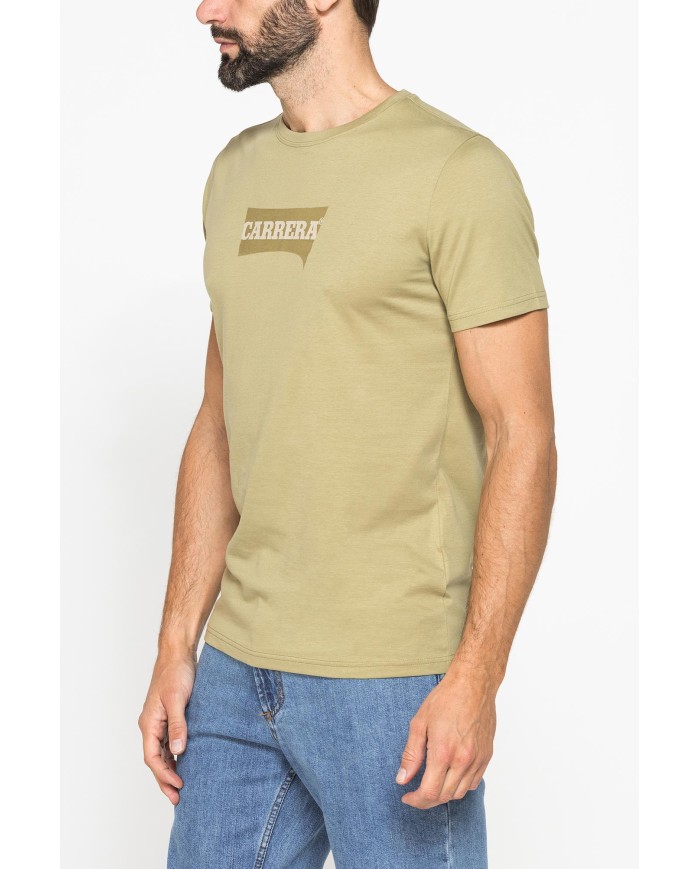 T-SHIRT GIROCOLLO IN COTONE CON STAMPA LOGO CARRERA