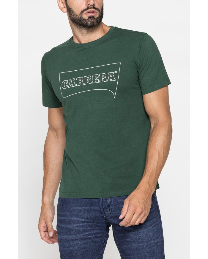 T-SHIRT GIROCOLLO IN COTONE CON STAMPA LOGO CARRERA