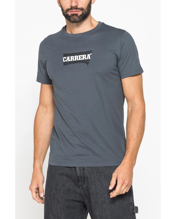 T-SHIRT GIROCOLLO IN COTONE CON STAMPA LOGO CARRERA