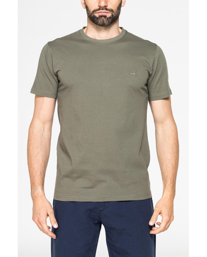 T-SHIRT GIROCOLLO IN COTONE TINTA UNITA
