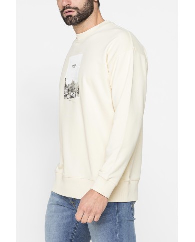 FELPA LEGGERA GIROCOLLO MANICA LUNGA VESTIBILITA' OVER  CON  STAMPA