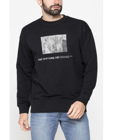 FELPA LEGGERA GIROCOLLO MANICA LUNGA VESTIBILITA' OVER  CON  STAMPA