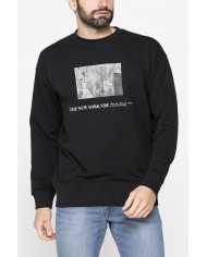 FELPA LEGGERA GIROCOLLO MANICA LUNGA VESTIBILITA' OVER  CON  STAMPA