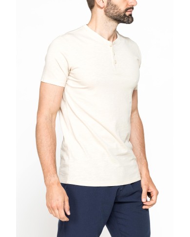 T-SHIRT MANICA CORTA IN JERSEY SLUB CON SCOLLO V