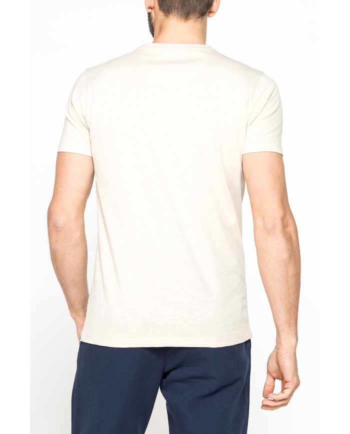 T-SHIRT MANICA CORTA IN JERSEY SLUB CON SCOLLO V