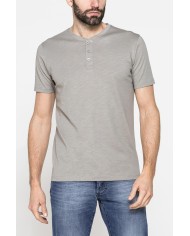 T-SHIRT MANICA CORTA IN JERSEY SLUB CON SCOLLO V