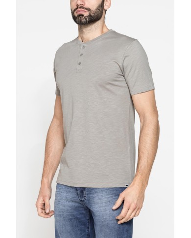 T-SHIRT MANICA CORTA IN JERSEY SLUB CON SCOLLO V