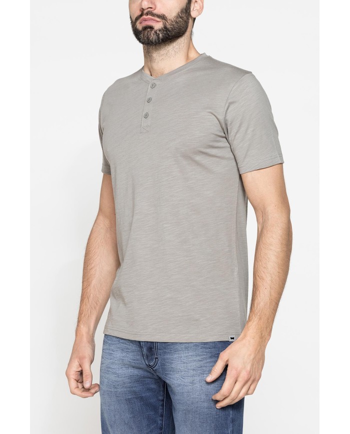 T-SHIRT MANICA CORTA IN JERSEY SLUB CON SCOLLO V