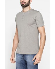 T-SHIRT MANICA CORTA IN JERSEY SLUB CON SCOLLO V