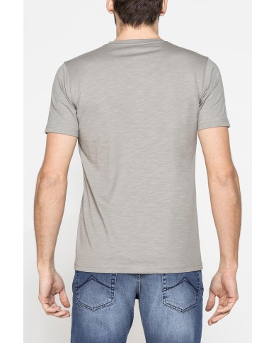 T-SHIRT MANICA CORTA IN JERSEY SLUB CON SCOLLO V