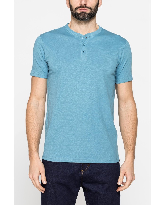 T-SHIRT MANICA CORTA IN JERSEY SLUB CON SCOLLO V