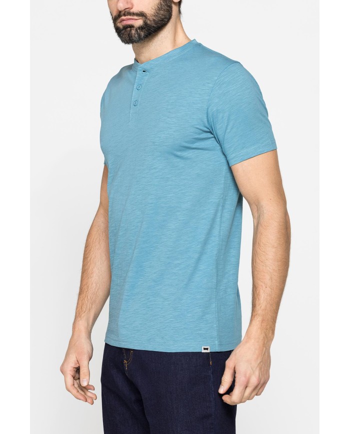 T-SHIRT MANICA CORTA IN JERSEY SLUB CON SCOLLO V