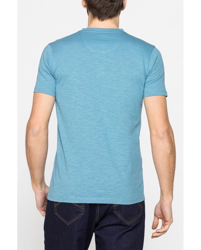T-SHIRT MANICA CORTA IN JERSEY SLUB CON SCOLLO V