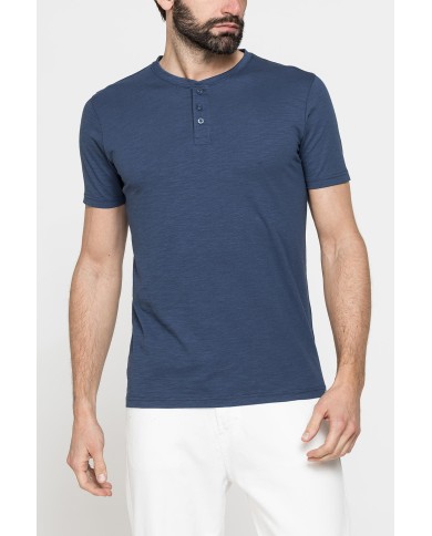 T-SHIRT MANICA CORTA IN JERSEY SLUB CON SCOLLO V