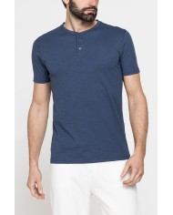 T-SHIRT MANICA CORTA IN JERSEY SLUB CON SCOLLO V