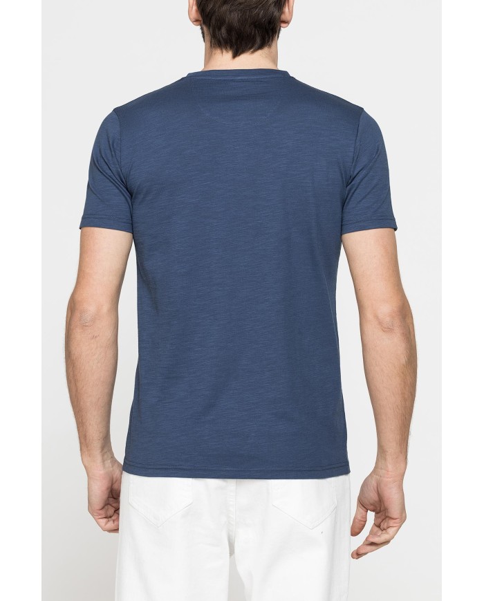 T-SHIRT MANICA CORTA IN JERSEY SLUB CON SCOLLO V