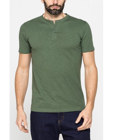 T-SHIRT MANICA CORTA IN JERSEY SLUB CON SCOLLO V