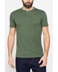 T-SHIRT MANICA CORTA IN JERSEY SLUB CON SCOLLO V