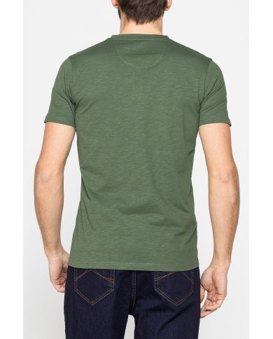 T-SHIRT MANICA CORTA IN JERSEY SLUB CON SCOLLO V