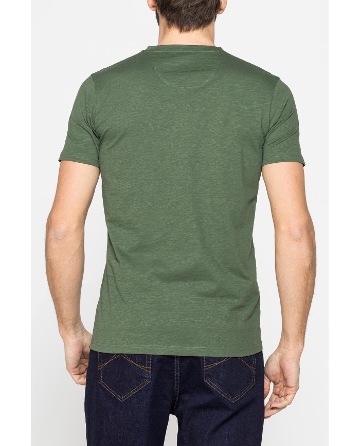 T-SHIRT MANICA CORTA IN JERSEY SLUB CON SCOLLO V