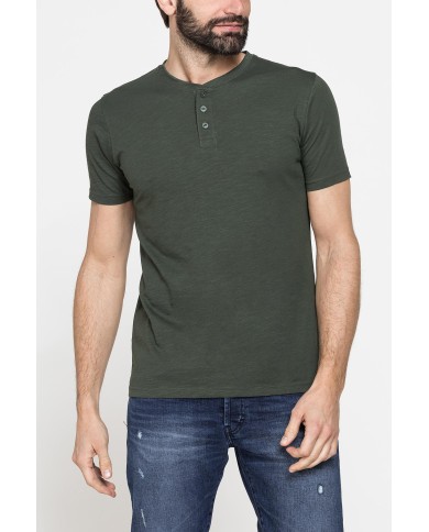 T-SHIRT MANICA CORTA IN JERSEY SLUB CON SCOLLO V