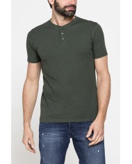 T-SHIRT MANICA CORTA IN JERSEY SLUB CON SCOLLO V