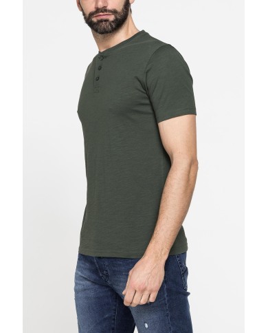 T-SHIRT MANICA CORTA IN JERSEY SLUB CON SCOLLO V