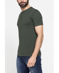 T-SHIRT MANICA CORTA IN JERSEY SLUB CON SCOLLO V