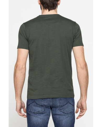 T-SHIRT MANICA CORTA IN JERSEY SLUB CON SCOLLO V