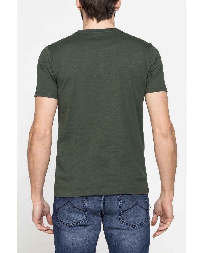 T-SHIRT MANICA CORTA IN JERSEY SLUB CON SCOLLO V
