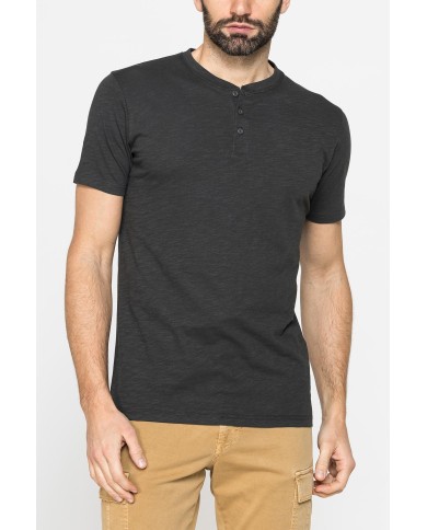 T-SHIRT MANICA CORTA IN JERSEY SLUB CON SCOLLO V