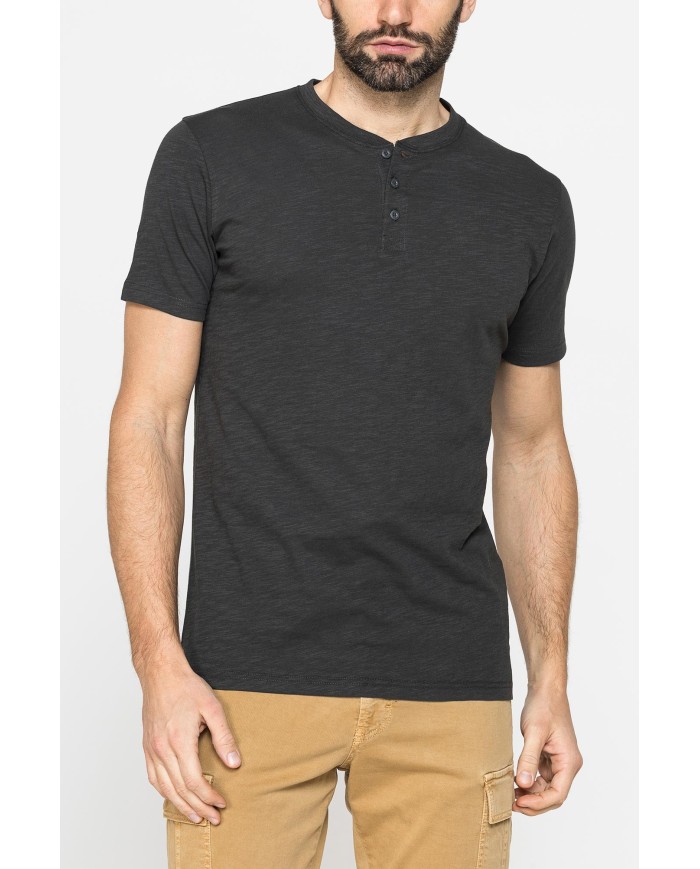 T-SHIRT MANICA CORTA IN JERSEY SLUB CON SCOLLO V