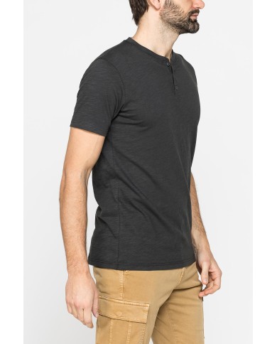 T-SHIRT MANICA CORTA IN JERSEY SLUB CON SCOLLO V