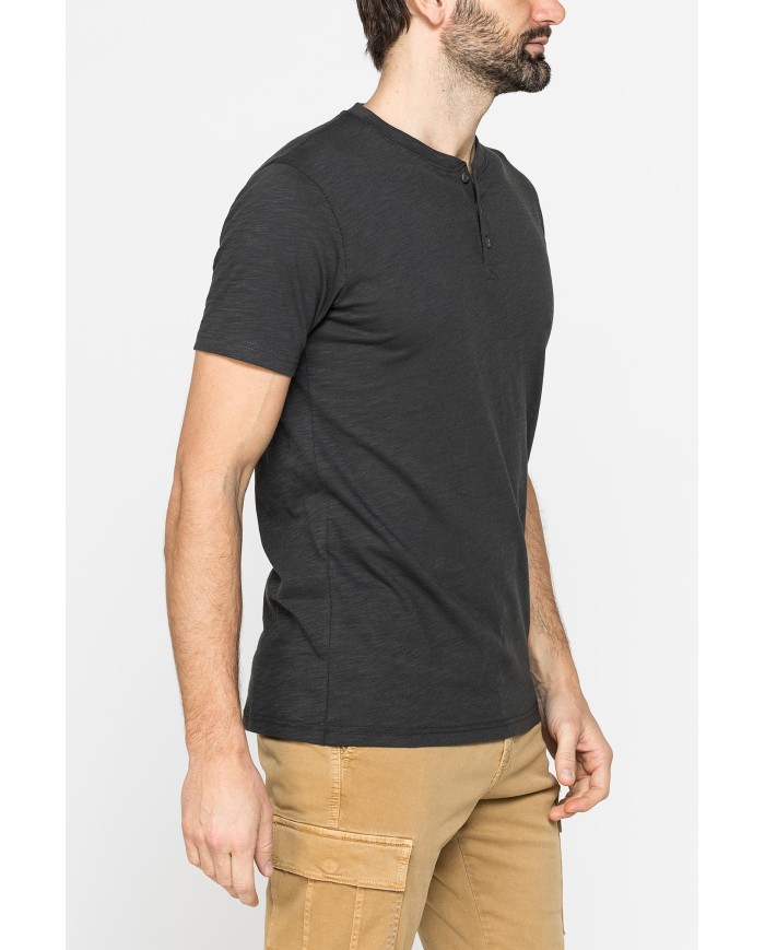 T-SHIRT MANICA CORTA IN JERSEY SLUB CON SCOLLO V