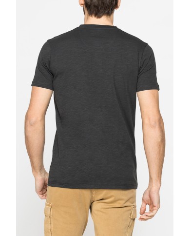 T-SHIRT MANICA CORTA IN JERSEY SLUB CON SCOLLO V